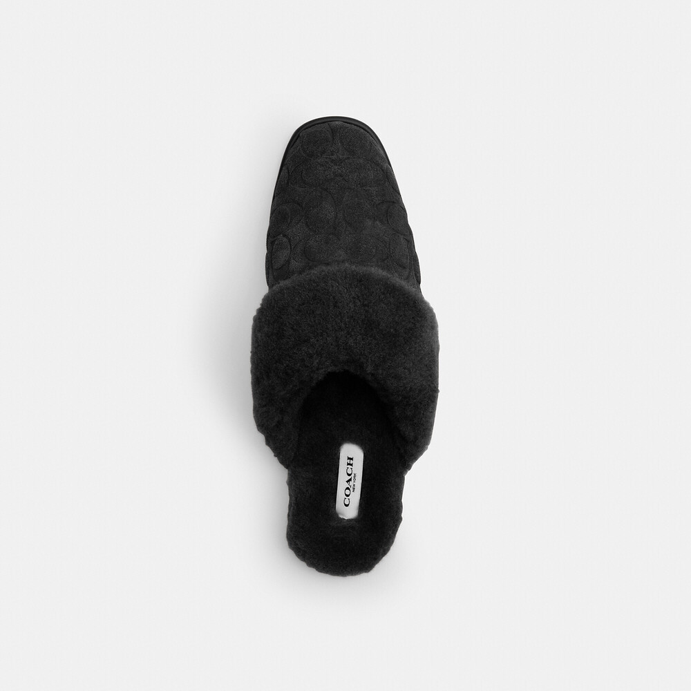Coach Outlet Sherpa Flat Mule Shoes In Signature Suede
